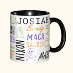 Calabaza Personalizada Nube de Palabras 1-19 Nombres 11oz Taza de Cerámica Regalo de Halloween para la Familia