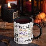 Calabaza Personalizada Nube de Palabras 1-19 Nombres 11oz Taza de Cerámica Regalo de Halloween para la Familia