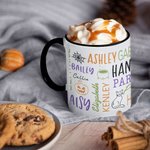 Calabaza Personalizada Nube de Palabras 1-19 Nombres 11oz Taza de Cerámica Regalo de Halloween para la Familia