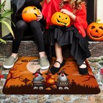 Paillasson Antidérapant Personnalisé avec Texte Design Vache Poule Drôle Citrouille Chauve-souris Décoration de la Maison Cadeau d'Halloween