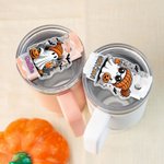 Personalizado lindo fantasma calabaza diseño Tumbler nombre etiqueta placa acrílico tapa Topper accesorio para Stanley fiesta favor Halloween regalo p