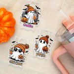 Personalizado lindo fantasma calabaza diseño Tumbler nombre etiqueta placa acrílico tapa Topper accesorio para Stanley fiesta favor Halloween regalo p