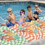 Personalized Cousin Crew Plaid Design Oversized Quick Dry Beach Towel with Name Birthday Summer Vacation Accessory Gift for Kids