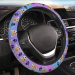 Personalized Dog Cat Portrait Tie-dye Steering Wheel Protective Cover Car Accessories Gift for Driver Pet Lover