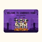 Paillasson Antidérapant Personnalisé avec Texte Design Vache Poule Drôle Citrouille Chauve-souris Décoration de la Maison Cadeau d'Halloween