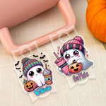 Personalizado lindo fantasma calabaza diseño Tumbler nombre etiqueta placa acrílico tapa Topper accesorio para Stanley fiesta favor Halloween regalo p