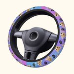 Personalized Dog Cat Portrait Tie-dye Steering Wheel Protective Cover Car Accessories Gift for Driver Pet Lover