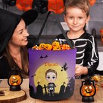 Cestino di caramelle di Halloween personalizzato della strega vampiro con nome Secchiello per dolcetti e scherzetti Regalo di Halloween per bambini