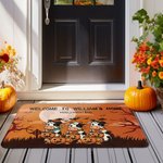Paillasson Antidérapant Personnalisé avec Texte Design Vache Poule Drôle Citrouille Chauve-souris Décoration de la Maison Cadeau d'Halloween