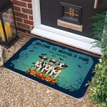 Paillasson Antidérapant Personnalisé avec Texte Design Vache Poule Drôle Citrouille Chauve-souris Décoration de la Maison Cadeau d'Halloween