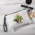 Personligt Födelseblomma Korg Namn Makeupväska med handledsrem Födelsedag Jubileum Present till kvinnor