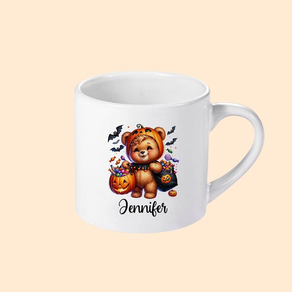 Mug 177ml Céramique Personnalisé avec Nom à Peinture Animal Citrouille Cadeau Halloween pour Garçon Fille