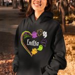 Gepersonaliseerd Halloween Spoken Familie Hart Design T-shirt Sweatshirt Hoodie met 1-13 Naam Halloween Cadeau voor Mamma Oma