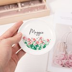Personlig Födelseblomma Kluster Keramisk Trinket Smyckeskål med Namn Estetisk heminredning Födelsedag Bröllop Brudtärna Present för kvinnor