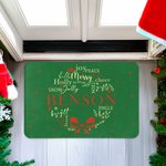 Personlig flerfärgad Wishes Merry Mistletoe-krans Halkfri dörrmatta med efternamn Jul Heminredning Present till familjen
