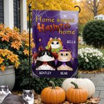 Personalized Home Sweet Haunted Home Cat Cosplay Garden Flag with 1-5 Names Halloween Yard Porch Decor Gift for Family Cat Lover
