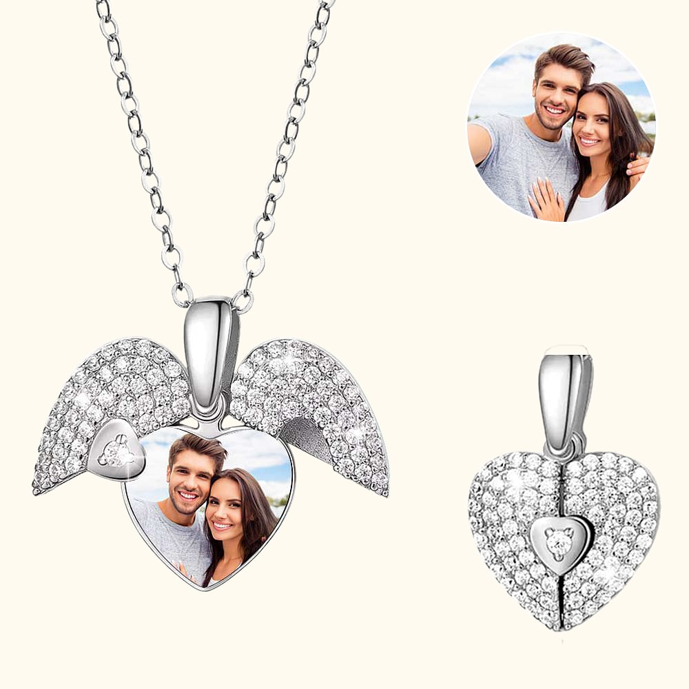 Personalised Lover Necklace Heart Locket with Photo Anniversary Gift for Wife Girlfriend