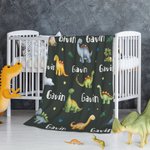 Personalised Dinosaur Themed Soft Throw Blanket with Name Birthday Baby Shower Back To School Gift for Boys Girls