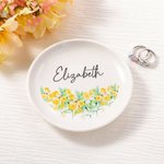Personlig Födelseblomma Kluster Keramisk Trinket Smyckeskål med Namn Estetisk heminredning Födelsedag Bröllop Brudtärna Present för kvinnor