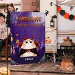 Personalized Home Sweet Haunted Home Cat Cosplay Garden Flag with 1-5 Names Halloween Yard Porch Decor Gift for Family Cat Lover