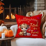 Personalisierte Kürbisse Hochland Kuh weiches Kissen Abdeckung mit Namen Home Decor Halloween Housewarming Geschenk für Familie Freund