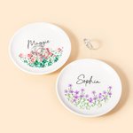 Personlig Födelseblomma Kluster Keramisk Trinket Smyckeskål med Namn Estetisk heminredning Födelsedag Bröllop Brudtärna Present för kvinnor