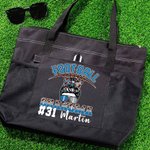 Personalized Multicolour Football Grandma Large Tote Bag with Name and Number Birthday Gift for Sports Lover Grandma
