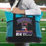 Personalized Multicolour Football Grandma Large Tote Bag with Name and Number Birthday Gift for Sports Lover Grandma