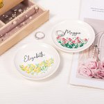 Personlig Födelseblomma Kluster Keramisk Trinket Smyckeskål med Namn Estetisk heminredning Födelsedag Bröllop Brudtärna Present för kvinnor