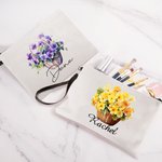 Personligt Födelseblomma Korg Namn Makeupväska med handledsrem Födelsedag Jubileum Present till kvinnor