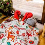 Gepersonaliseerde Kerstman Rendier Sneeuwpop Kerstdeken met Naam Huisdecoratie Kerstcadeau voor Kind Familie Vriend