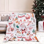 Gepersonaliseerde Kerstman Rendier Sneeuwpop Kerstdeken met Naam Huisdecoratie Kerstcadeau voor Kind Familie Vriend