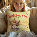 Personalisierte Kürbisse Hochland Kuh weiches Kissen Abdeckung mit Namen Home Decor Halloween Housewarming Geschenk für Familie Freund