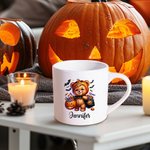 Personlig gresskar akvarell søte dyr 6 oz keramisk krus med navn Halloween gave til gutter jenter