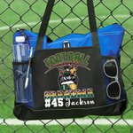 Personalized Multicolour Football Grandma Large Tote Bag with Name and Number Birthday Gift for Sports Lover Grandma