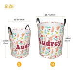 Personalized Cute Rabbit Dinosaur Flower Large Waterproof Laundry Storage Basket with Handle Birthday Children's Day Gift for Boys Girls