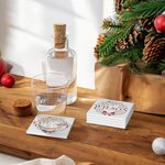 Personalised Wishes Merry Mistletoe Wreath Set of 2 Ceramic Coasters with Last Name and Name Home Decor Christmas Housewarming Gift for Family