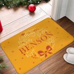 Personlig flerfärgad Wishes Merry Mistletoe-krans Halkfri dörrmatta med efternamn Jul Heminredning Present till familjen