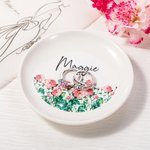 Personlig Födelseblomma Kluster Keramisk Trinket Smyckeskål med Namn Estetisk heminredning Födelsedag Bröllop Brudtärna Present för kvinnor