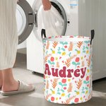 Personalized Cute Rabbit Dinosaur Flower Large Waterproof Laundry Storage Basket with Handle Birthday Children's Day Gift for Boys Girls