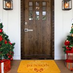 Personlig flerfärgad Wishes Merry Mistletoe-krans Halkfri dörrmatta med efternamn Jul Heminredning Present till familjen