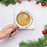 Personalised Wishes Merry Mistletoe Wreath Set of 2 Ceramic Coasters with Last Name and Name Home Decor Christmas Housewarming Gift for Family