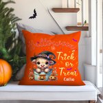 Personalisierte Kürbisse Hochland Kuh weiches Kissen Abdeckung mit Namen Home Decor Halloween Housewarming Geschenk für Familie Freund