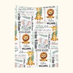Personalized Jungle Safari Animals Lion Soft Throw Blanket with Name Baby Shower Gift for Girls Boys