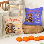Personalisierte Kürbisse Hochland Kuh weiches Kissen Abdeckung mit Namen Home Decor Halloween Housewarming Geschenk für Familie Freund