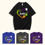 Gepersonaliseerd Halloween Spoken Familie Hart Design T-shirt Sweatshirt Hoodie met 1-13 Naam Halloween Cadeau voor Mamma Oma