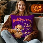 Personalisierte Kürbisse Hochland Kuh weiches Kissen Abdeckung mit Namen Home Decor Halloween Housewarming Geschenk für Familie Freund