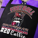 Personalized Multicolour Football Grandma Large Tote Bag with Name and Number Birthday Gift for Sports Lover Grandma