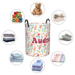 Personalized Cute Rabbit Dinosaur Flower Large Waterproof Laundry Storage Basket with Handle Birthday Children's Day Gift for Boys Girls