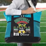 Personalized Multicolour Softball Mom Durable Zippered Mesh Tote Bag with Name and Number Birthday Sport Gift for Women